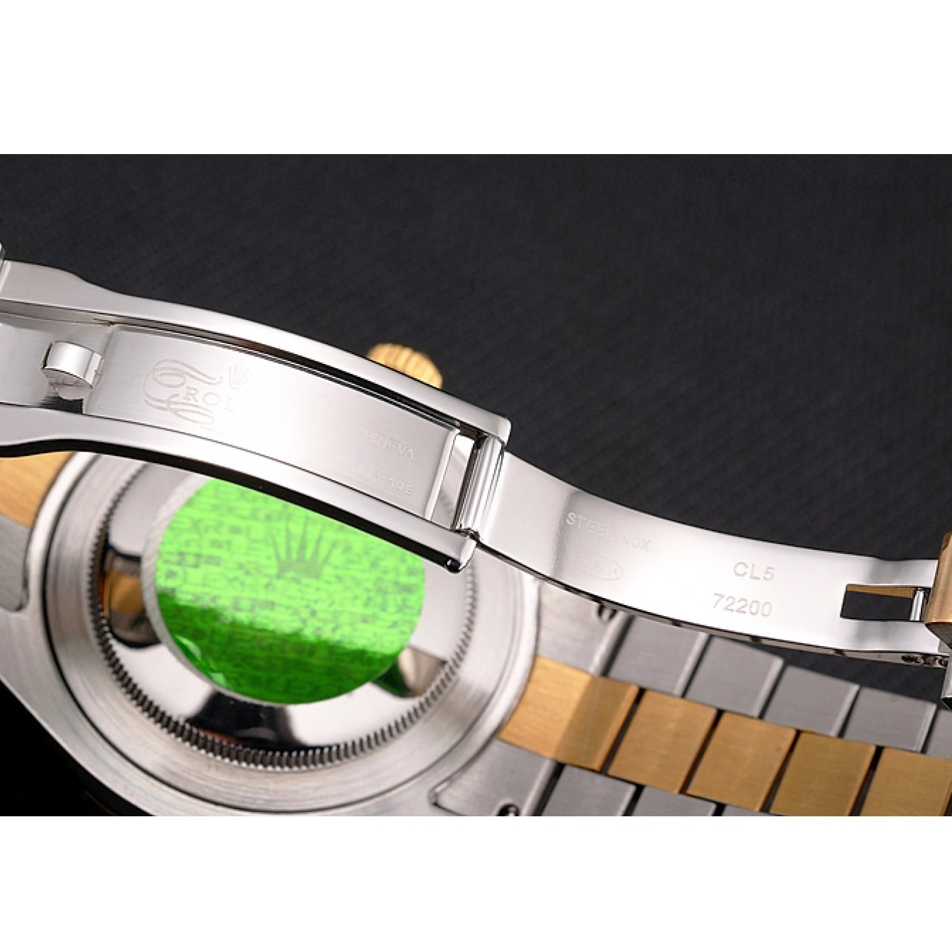 Aaa fake watches Gold Datejust Bezel Stainless Swiss Bracelet Gold Steel Case Rolex Dial Tone Two 0522